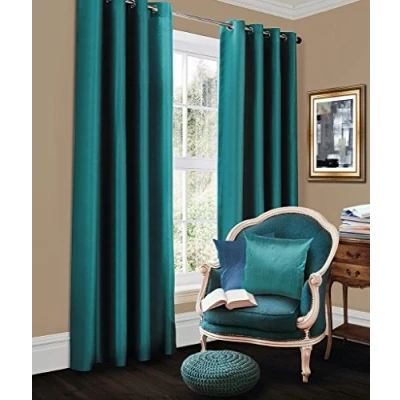 Image of Blackout Thermal Curtains Eyelet Top Ring Luxury Curtain Pairs (Teal, 66&quot; x 54&quot;)