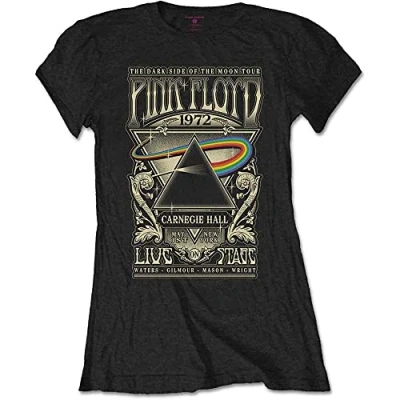 Image of Pink Floyd Ladies T Shirt Carnegie Hall Poster Multicoloured