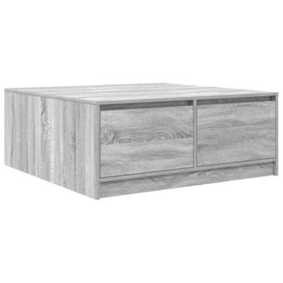 Image of vidaXL coffee table storage centerpiece grey sonoma engineered wood drawers 100x100x40 cm living room, office, reading nook