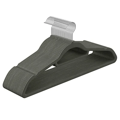 Image of SONGMICS Velvet Hangers, Set of 20 Clothes Coat Non Slip, with Tie Bar and 360 Swivel Hook, Space Saving, 0.6 cm Thick, 43.5 Long, for Dresses Trousers, Grey CRF20V