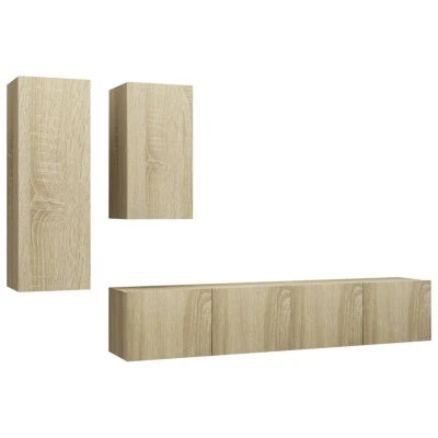 Image of vidaXL 4 Piece TV Cabinet Set Sonoma Oak Engineered Wood