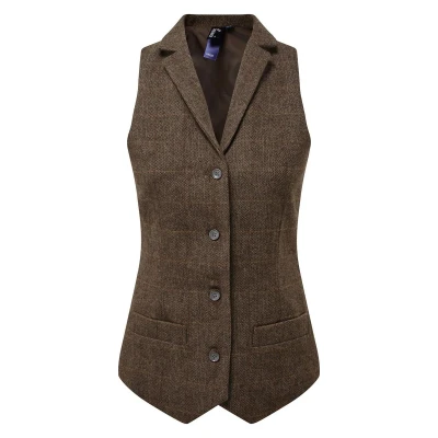 Image of Premier Womens/Ladies Herringbone Waistcoat (Brown) Size 18 UK