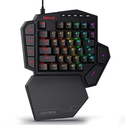 Image of Redragon K585 DITI One Handed RGB Mechanical Gaming Keyboard, Blue Switches, Type C Professional Keypad with 7 Onboard Macro Keys, Detachable Wrist Rest, 42 Keys