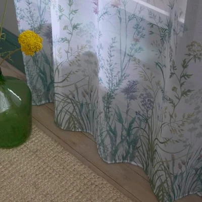 Image of Appletree Meadow Single Net Curtain for Windows W55 x L48 (140 122cm) Voile Bedroom/Living Room Floral Sheer White Flower