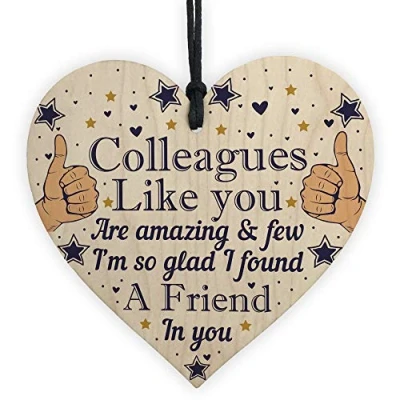 Image of RED OCEAN Colleague Thank You Gifts Wooden Hanging Heart Plaque Friendship Gift Sign Work Leaving For Colleagues