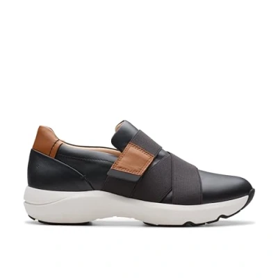 Image of Clarks Women&#039;s Tivoli Strap Sneaker, Black Leather, 3 UK
