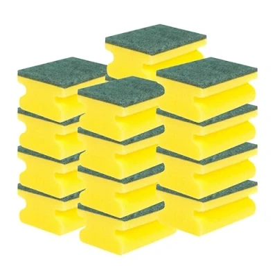 Image of HOMESHOPA Handgrip Scrub Sponges, 16 Pack Non Scratch Extra Hand Grip Super Absorbent Scrubbing Scourer, Dual Sided Dishwashing &amp; Cleaning Scrub, Reusable Washing Up Pads Kitchen Bathroom Pots Pans