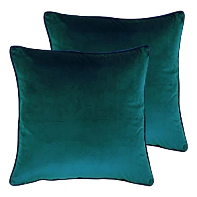 Image of Paoletti Meridian Twin Pack Polyester Filled Cushions, Teal/Navy, 55 x 55cm
