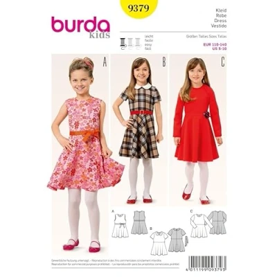 Image of Burda Girls Easy Sewing Pattern 9379 Simple Dresses &amp; Belt
