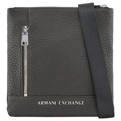 Image of Armani Exchange Men&#039;s Essential, Capri, Logo Lettering Flat Crossbody, Black, one_Size