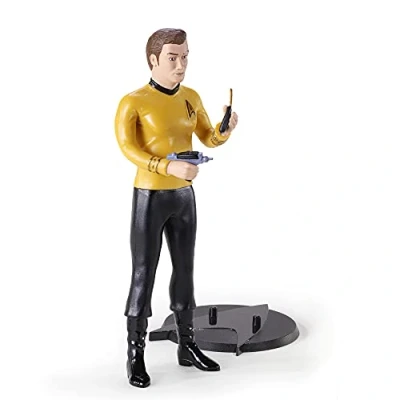 Image of BendyFigs The Noble Collection Star Trek Captain Kirk 7.5in (19cm) Toys Bendable Figure Posable Collectible Doll Figures With Stand