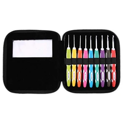 Image of Crochet Hook 9PCS Hooks Set Knitting Smooth Needles Tools Ergonomic Plastic Handle Aluminum Hooks(#1)