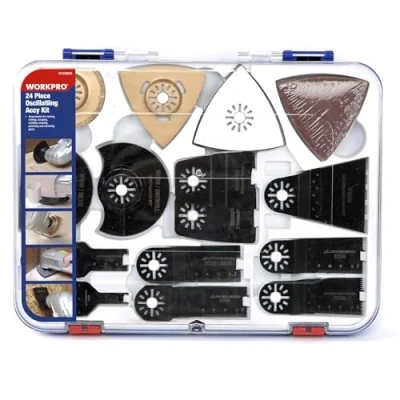 Image of WORKPRO 24 Piece Oscillating Multi Tool Accessories Kit, Wood Metal Saw Blades, Mix Multitool Blades Set for Cutting, Sanding, Grinding