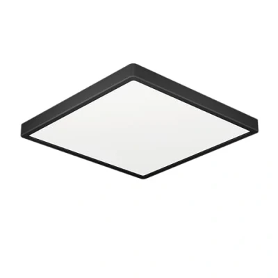 Image of Eglo LED Ceiling Light Fitting Fueva 6, Square lamp, Bathroom Lighting, Flush luminaire Made of Plastic in Black and White, Warm White Cold IP44, 22 x cm