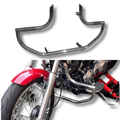 Image of BM UK XVS650 Motorcycle Stainless steel Highway Engine Crash Bar Protector Safety Guard with built in foot rest pegs XVS 650 Drag Star (V Star) Classic &amp; Custom
