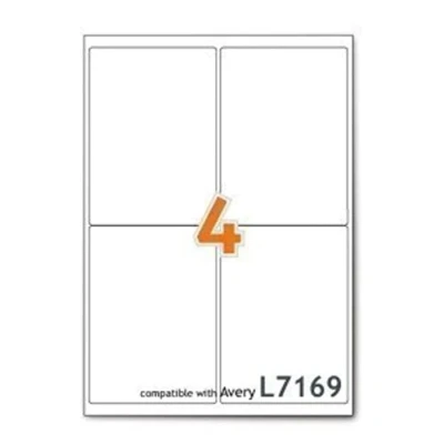Image of 5X A4 Mailing Address Printer Labels Sheet 4 Per 100 Sheets 1 Box