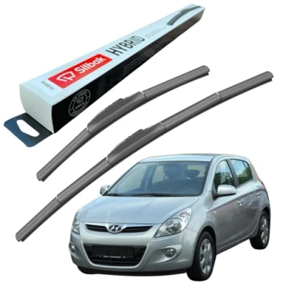 Image of Silbak Windscreen Wipers, fits for HYUNDAI I20 (12/2008 ONWARDS) Front Wiper Blades, 600mm/400mm