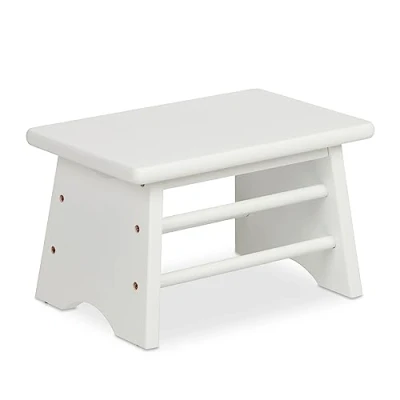 Image of Relaxdays Footstool Bamboo, up to 100 kg, Stable Step Stool, HxWxD: 20 x 33 21.5 cm, Children&#039;s Bathroom Stand, White