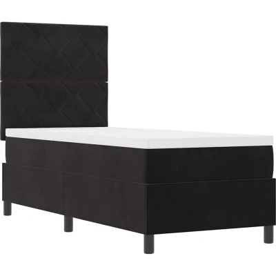 Image of vidaXL Box Spring Bed with Mattress &amp; LED Black 80x200 cm Velvet