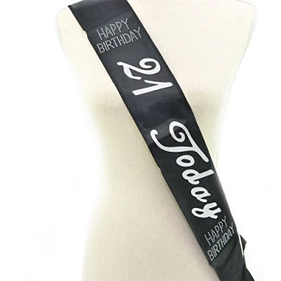 Image of Gifts 4 All Occasions Limited Shatchi 1187 21 Today Black Silver Diamante 21st Birthday Sash Fancy Dress Accessory Party Gift Banner Decoration