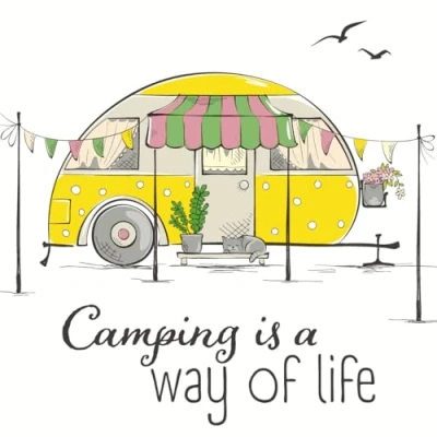 Image of Paper+Design 20 Pack 3 Ply Disposable Napkins, Summer Camping Life Motif, 33 x cm