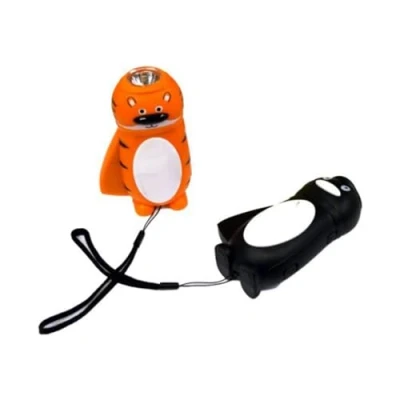 Image of Playlearn 2Pcs Dynamo Torch Animal Character Designs Hand Crank No Batteries Required 20 Minutes of Light Wind Up Torches Led Super Bright Flashlight for Camping,Hiking, Autumn and Survival