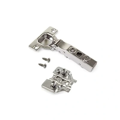 Image of Emuca Kit of 20 Full Overlay Hinge X91 with Soft Close and Mixed mountig Plate, 105º Opening, Nickel Plated, Steel