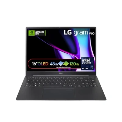 Image of LG gram Pro 2024 16Z90SP 16 inch Ultra Lightweight OLED Laptop, Intel Core 7 Processor up to 4.8GHz, NVIDIA Geforce RTX 3050, 16GB RAM, 1TB SSD, Windows 11 Home (Obsidian Black)