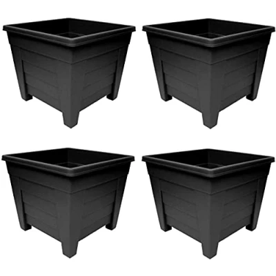 Image of Grosvenor 2 x Square Flower Pot 33 cm Ebony