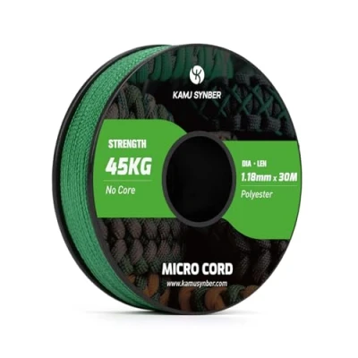 Image of Kamu Synber Micro Cord 1.18mm Paracord Braided Rope 30m Spool for Bracelet, Crafting, Jewelry Making, Key Chains Support 45kg Kelly Green