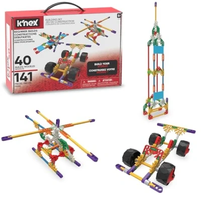 Image of K&#039;NEX Beginner Building Set 40 Model Educational Toys for Boys and Girls, 141 Piece Beginners Learning Kit, Engineering Kids, Construction Children Ages 5+ Basic Fun 15210