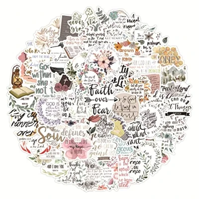 Image of Bible Stickers for Laptop (100 PCS),Gift Children Teens Adults Girl Boys,Waterproof Water Bottle,Jesus Vinyl Scrapbook,Skateboard,Bike,Phone,Dairy
