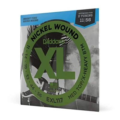 Image of D&#039;Addario Guitar Strings XL Nickel Electric EXL117 Perfect Intonation, Consistent Feel, Reliable Durability For 6 String Guitars 11 56 Medium Top/Extra Heavy Bottom