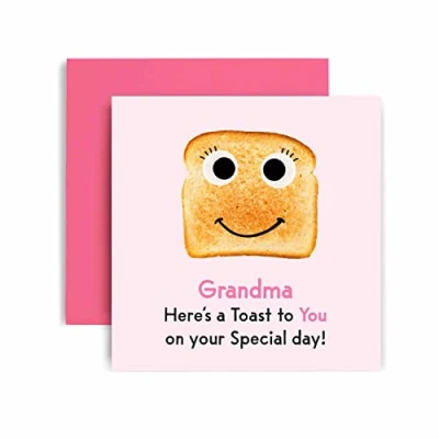 Image of Huxters Birthday Cards for Women Special Toast to Grandma Happy Card with Lovely Pink Envelope Funny (Grandma)