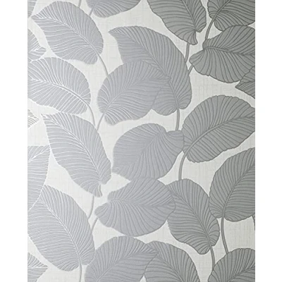 Image of Fine Décor Larson Leaf Grey/Silver