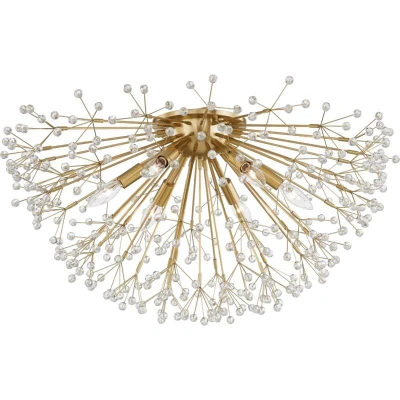 Image of Dunkirk 6 Light Semi Flush Aged Brass