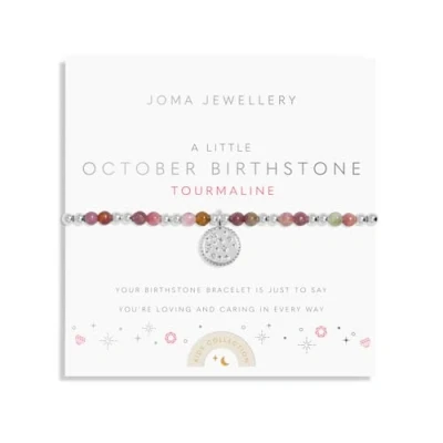 Image of Joma Jewellery CHILDREN&#039;S BIRTHSTONE A LITTLE OCTOBER Silver Plated 15.5cm stretch Bracelet