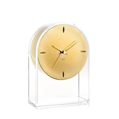 Image of Kartell Table Clock, Crystal Clear/Gold, 21.5 x 8 30 cm