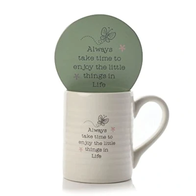 Image of Widdop Take Time to Enjoy Gift Set Mug &amp; Coaster in A Box Love Life Range Gifts LL448