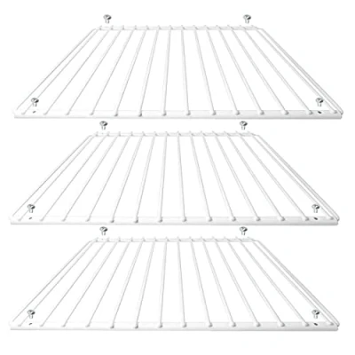 Image of SPARES2GO Universal Fridge Refrigerator Freezer Shelf (Pack of 3 Shelves, White, Adjustable, Plastic Coated, Extendable Arms)