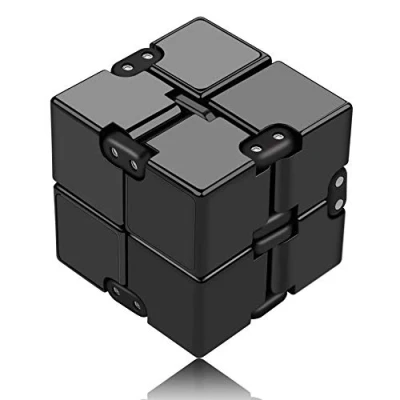 Image of Funxim Infinity Cube Fidget Toy suitable for Adults &amp; Kids, New Version Finger Stress and Anxiety relief, Killing Time Toys Infinite Office Staff (Black)