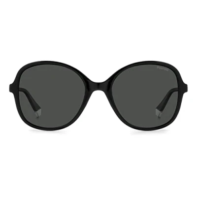 Image of Polaroid Woman PLD 4136/S 807/M9 Sunglasses Plastic Black Grey Round Polarized