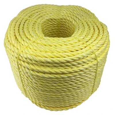 Image of RopeServices UK 6mm Yellow Polypropylene Rope x 220 Metre Coil, Cheap Nylon Twisted Poly Ropes