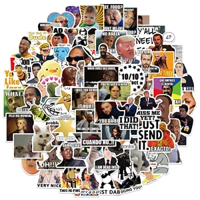 Image of 100Pcs Funny Meme Stickers for Kids Teens Adults Boys Girls Gift,Stickers Pack Laptop,Skateboard Luggage Car Bike Cup Computer Water Bottle Decor,Cartoon Vinyl Waterproof Sticker Decal