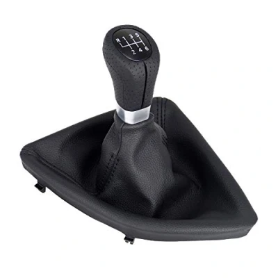 Image of L &amp; P Car Design L&amp;P A277 1 Gear Knob Stick Gaiter Lever Lever, Perforated, Black, 6 Gears Compatible with BMW Series E81 E82 E87 E88 Plug Play