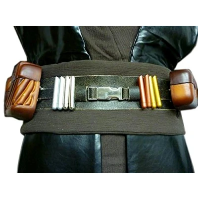 Image of OEM Anakin Deluxe Full Leather Belt Pouches Capsules Jedi Costume Prop Star Wars (M)