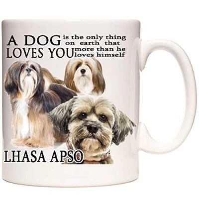 Image of KAZMUGZ Lhasa Apso Mug. A Dog Loves You. Tea, Coffee or hot Chocolate 11oz Ceramic Gifts.