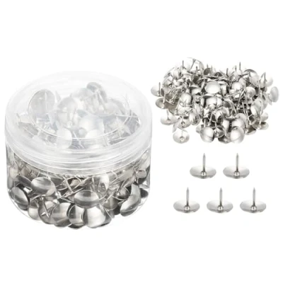 Image of M&amp;G 900 pcs Thumb Tacks, Push Pins Thumbtacks Strong Pushpins Rust proof Metal Steel Flat Head for Wall Cork Board Bulletin Wood Decorative, 3 Pack PVC Box, Silver Tone