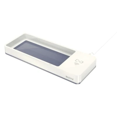 Image of Leitz TS 120558 Wow Desk Organiser with Inductive Charger, Grey