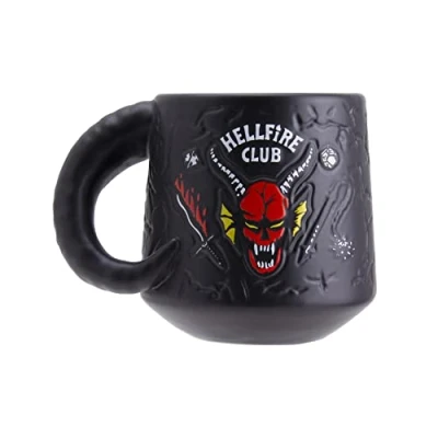 Image of Paladone Stranger Things Hawkins High Hellfire Club Demon Embossed Ceramic Coffee Mug 400ml Officially Licensed Horror Movie Merchandise
